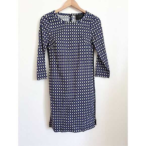 J crew geometric print shift dress size 0 - Picture 3 of 10